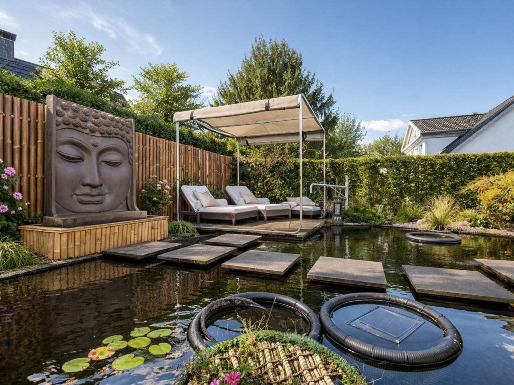 Koiteich mit Wasserterrasse