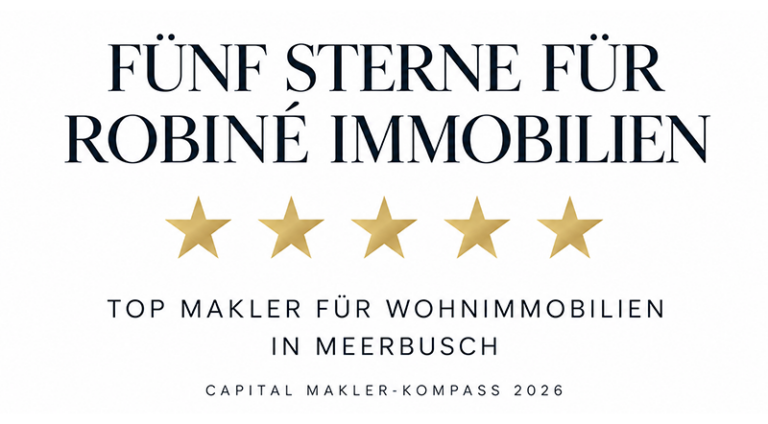 ROBINÉ Immobilien mit fünf Sternen im Capital Makler-Kompass 2026 ausgezeichnet